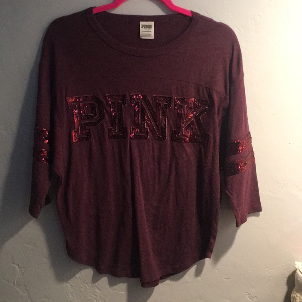 Pink burgundy oversized long sleeve top